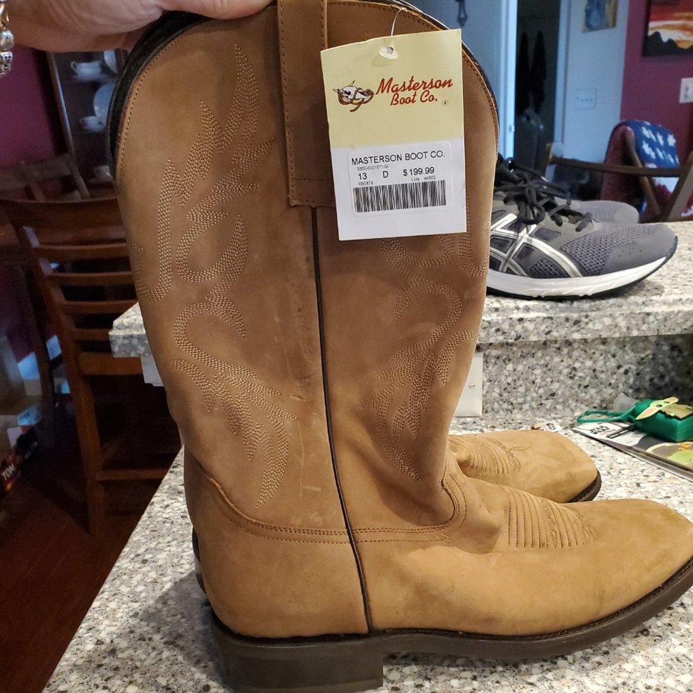 Masterson Boot Company Square Toe Tan Boots Size 13 D NWT